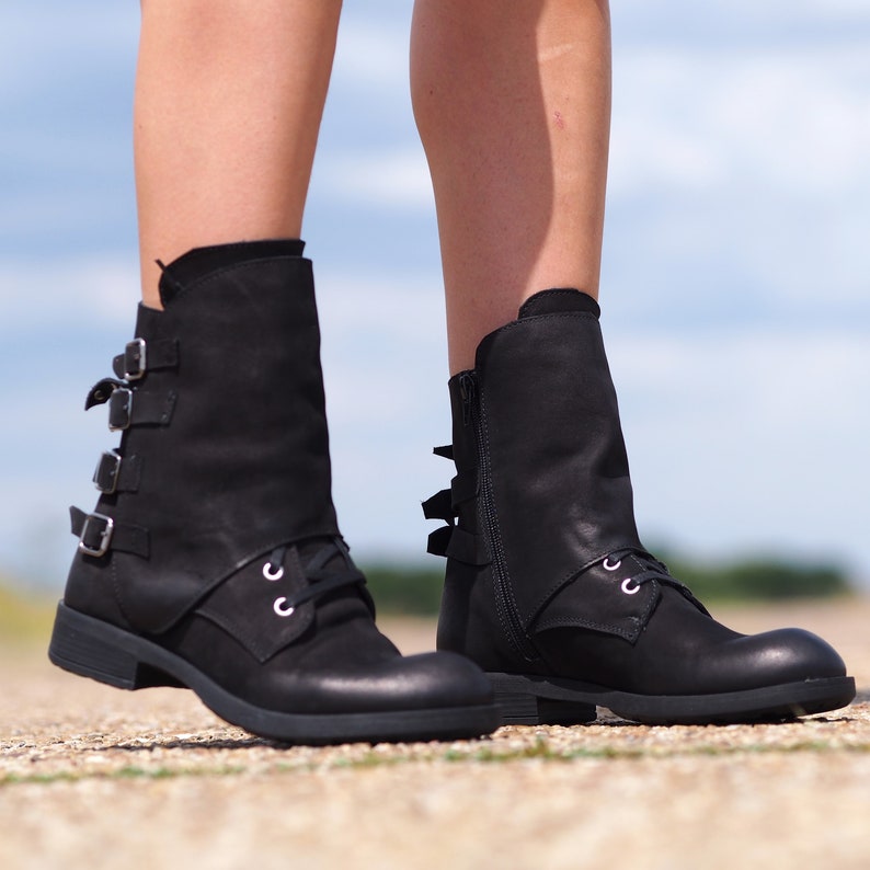 Women's Genuine Leather Bootsblack Leather Boots for