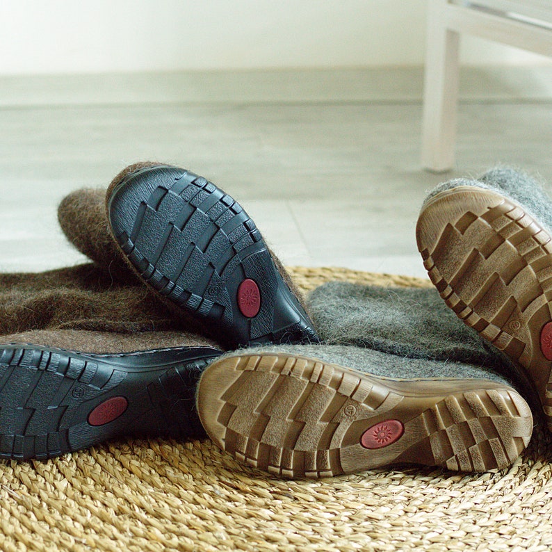 Women's Felt Boots Natural Gray Black Felted Winter Wool Boot