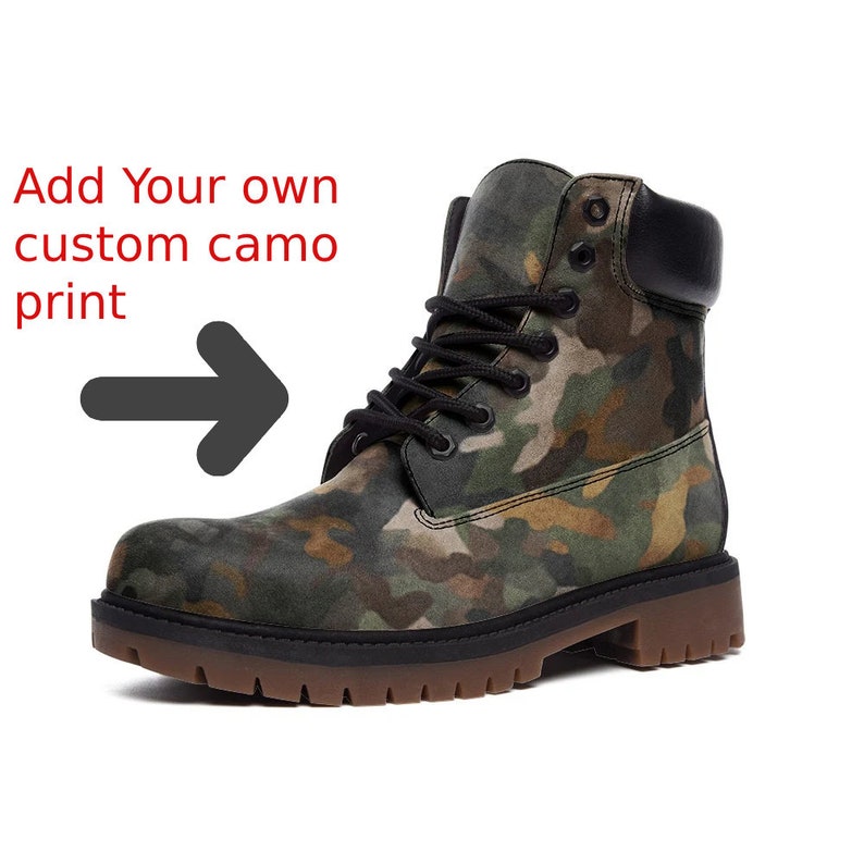 Men's Custom Camo Army Walking Boots Message for Your Preferred Camo