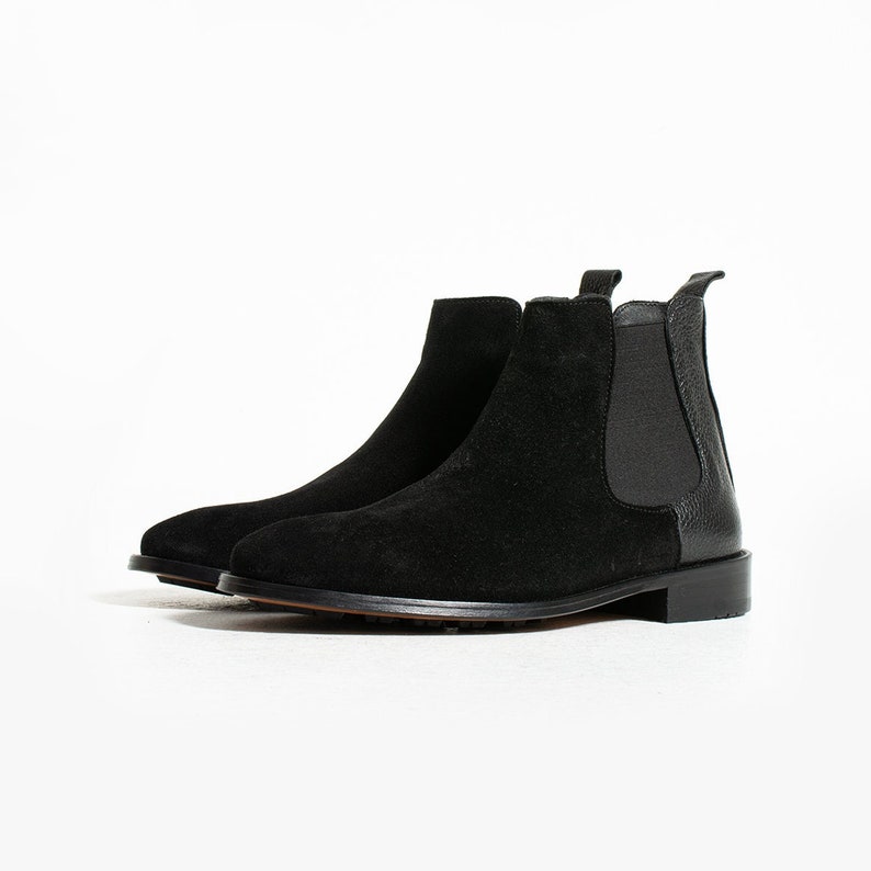 Men's Black Chelsea Boots Suede Leather Boots Classic