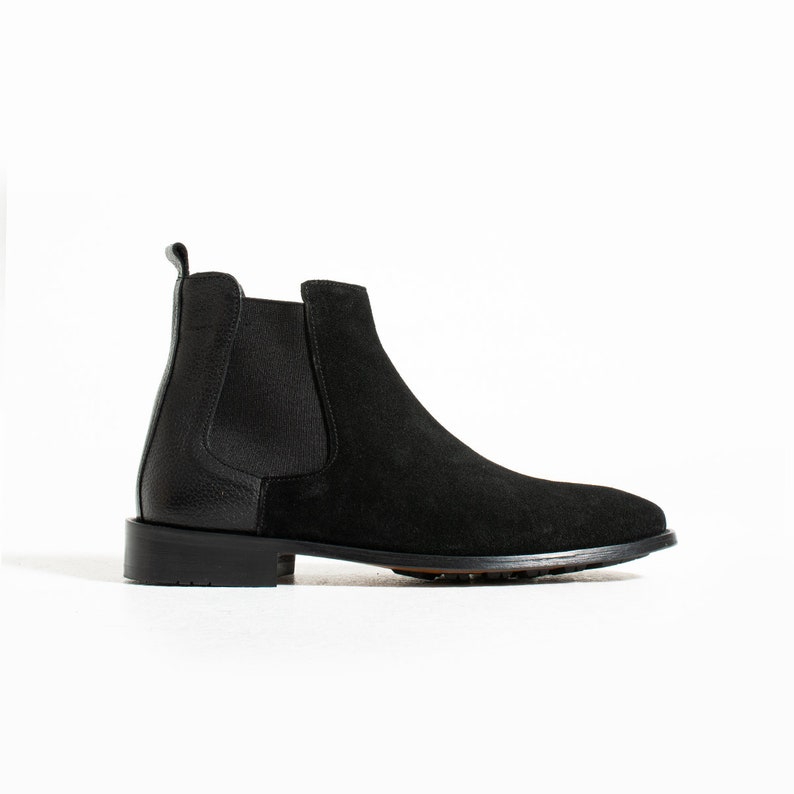 Men's Black Chelsea Boots Suede Leather Boots Classic