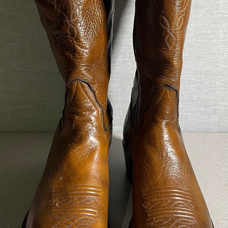 Men's Larry Mahan Brown Elk Leather Western Boots Size 13