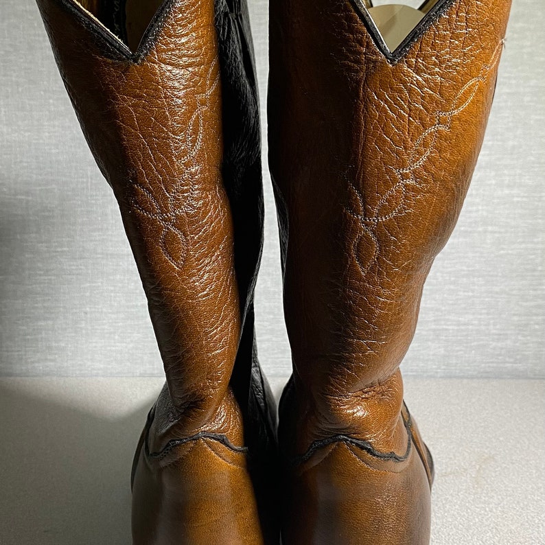 Men's Larry Mahan Brown Elk Leather Western Boots Size 13