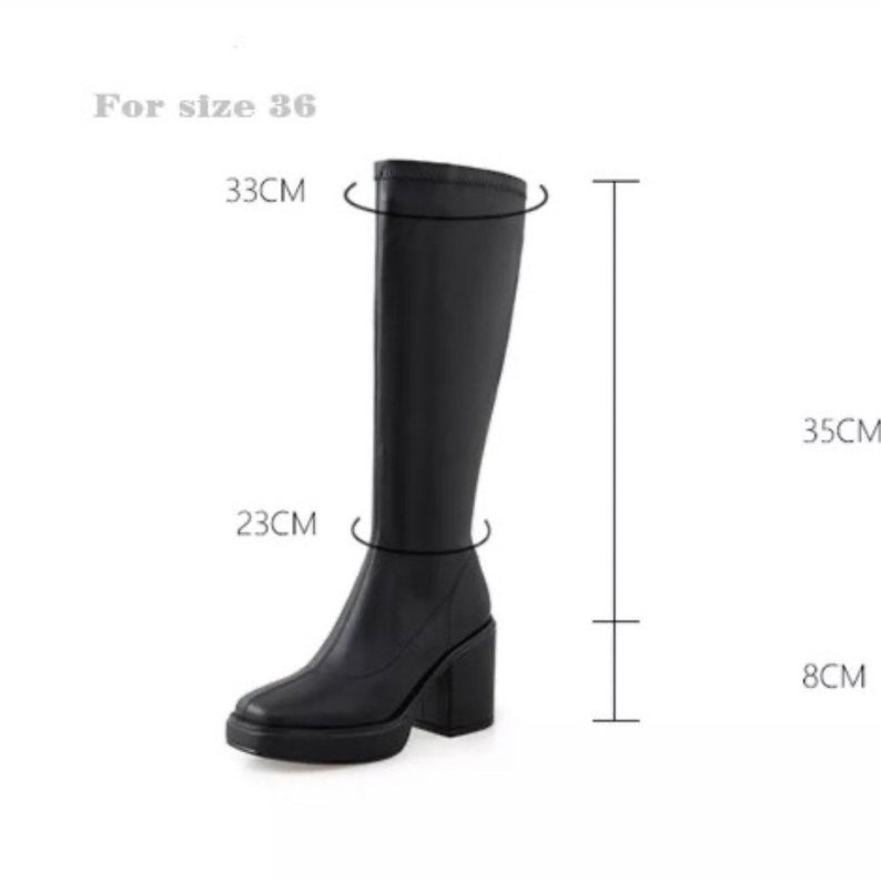 Women's Chic Platform Knee High Boots Square Toe Fashionable