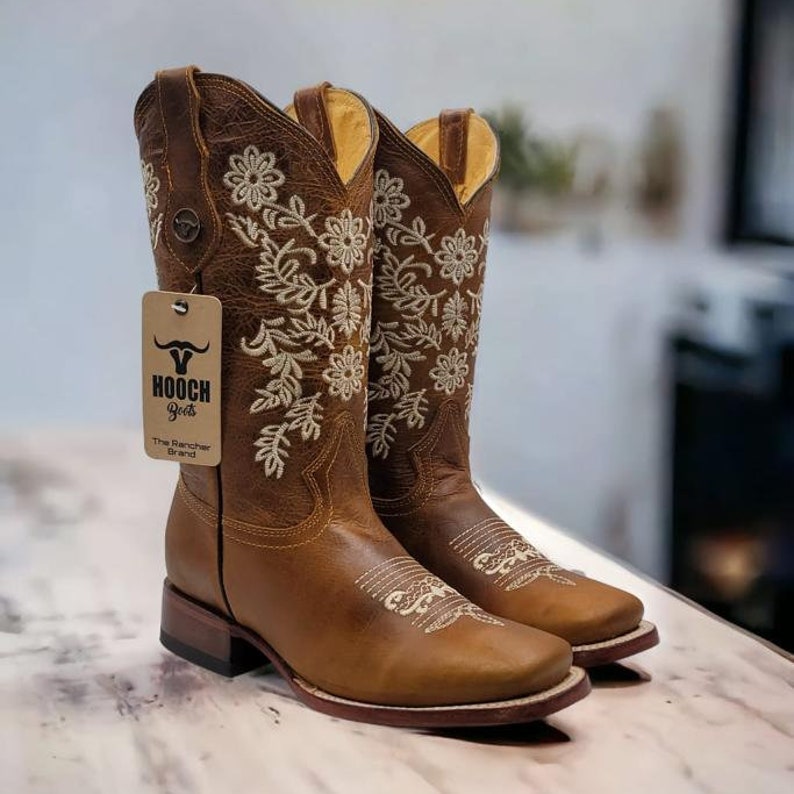 Women's COWGIRL Western Cowboy Cowgirl Square Toe Genuine