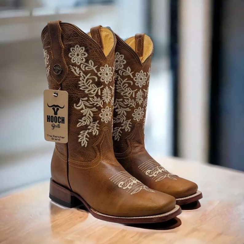 Women's COWGIRL Western Cowboy Cowgirl Square Toe Genuine