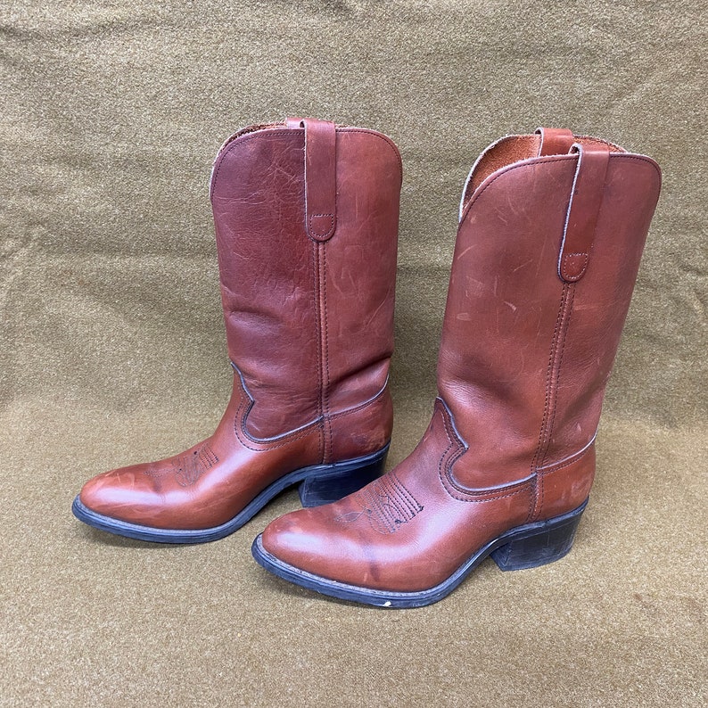 Men's 80's Sears Cowboy Western Ranch Leather Boots Made