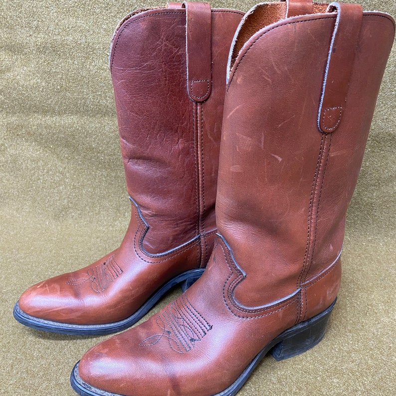 Men's 80's Sears Cowboy Western Ranch Leather Boots Made