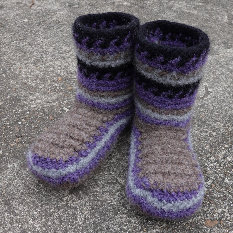 Women's Crochet Booties Adult Size Non Skid Felt Slipper Socks