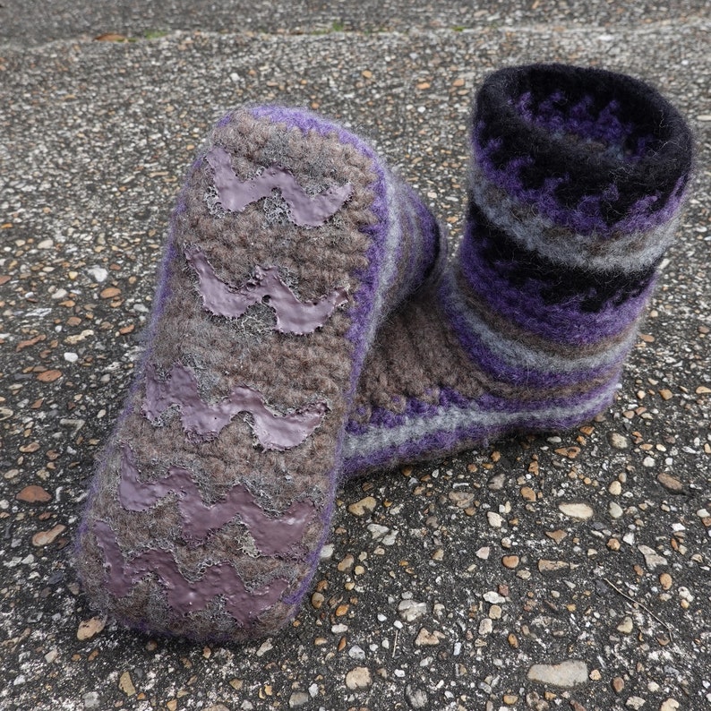 Women's Crochet Booties Adult Size Non Skid Felt Slipper Socks