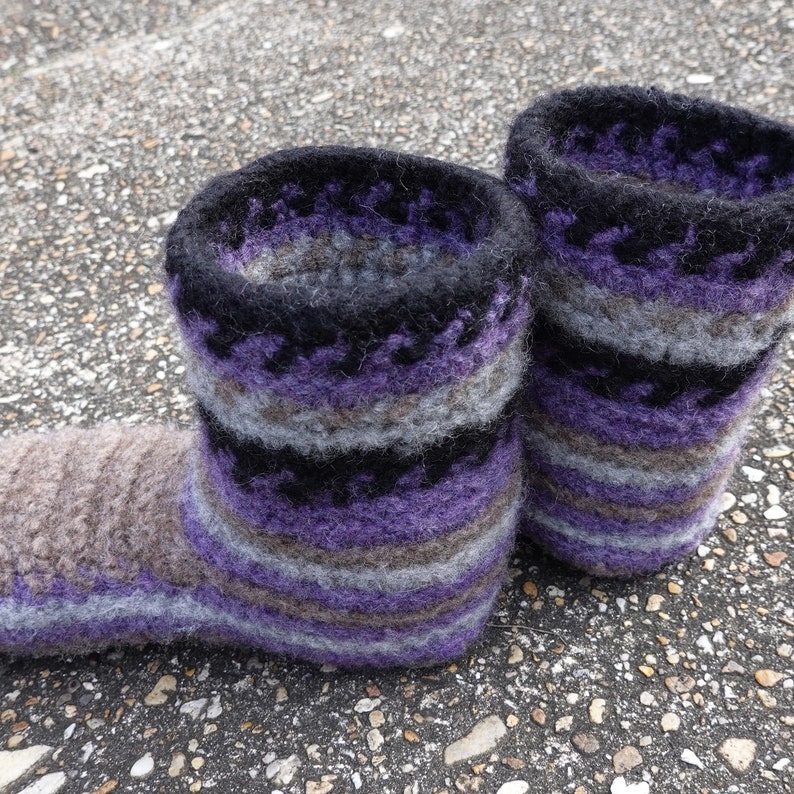 Women's Crochet Booties Adult Size Non Skid Felt Slipper Socks