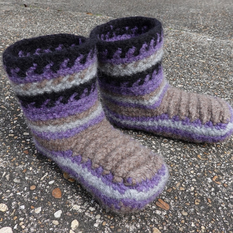 Women's Crochet Booties Adult Size Non Skid Felt Slipper Socks