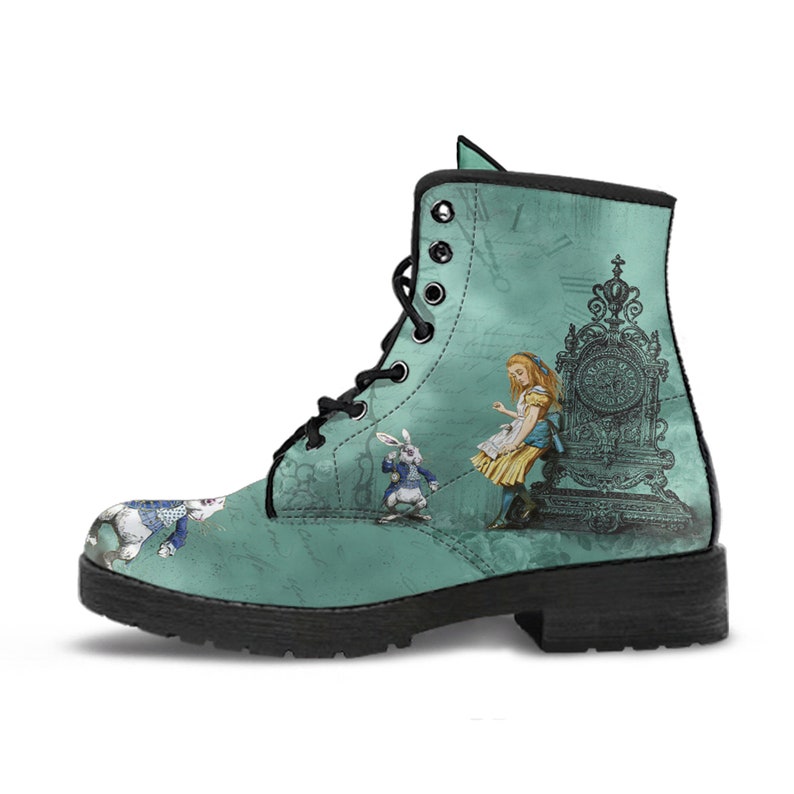 Women's Combat Boots Alice in Wonderland Custom Vegan Leather Boots