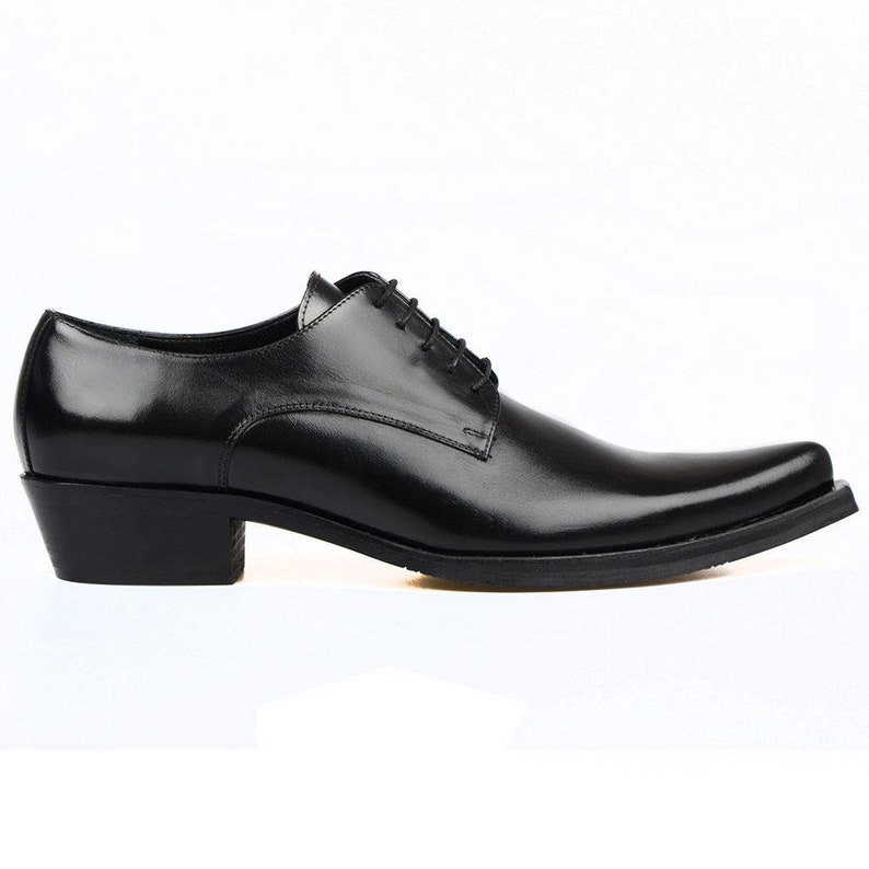 Men's Footcourt Black Texas Shoes for Genuine Leather Lace up