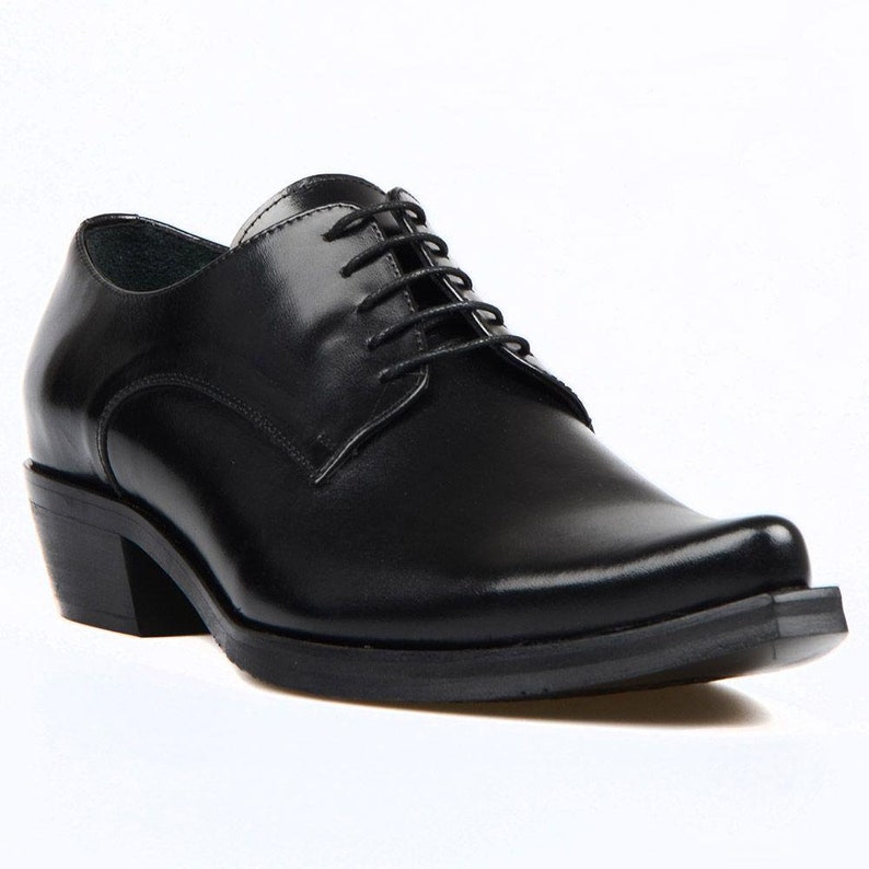 Men's Footcourt Black Texas Shoes for Genuine Leather Lace up