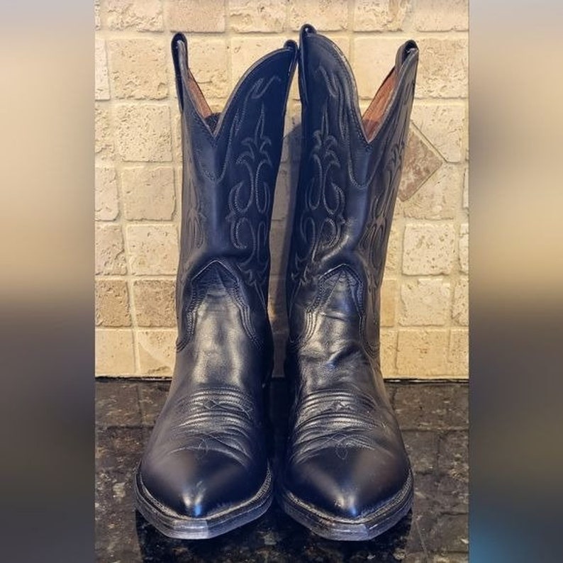 Men's Vintage Nocona Black Leather Western Cowboy Boots