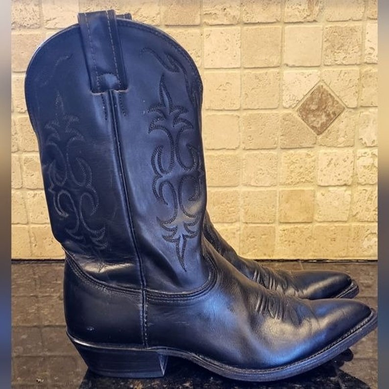 Men's Vintage Nocona Black Leather Western Cowboy Boots