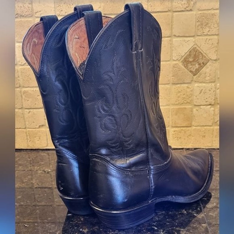 Men's Vintage Nocona Black Leather Western Cowboy Boots