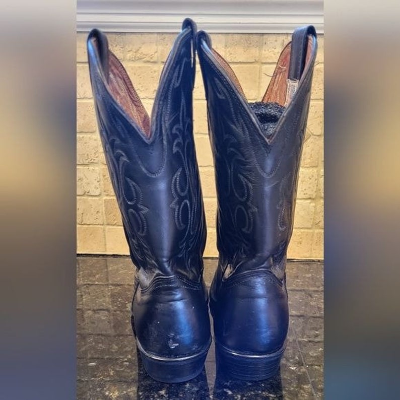 Men's Vintage Nocona Black Leather Western Cowboy Boots