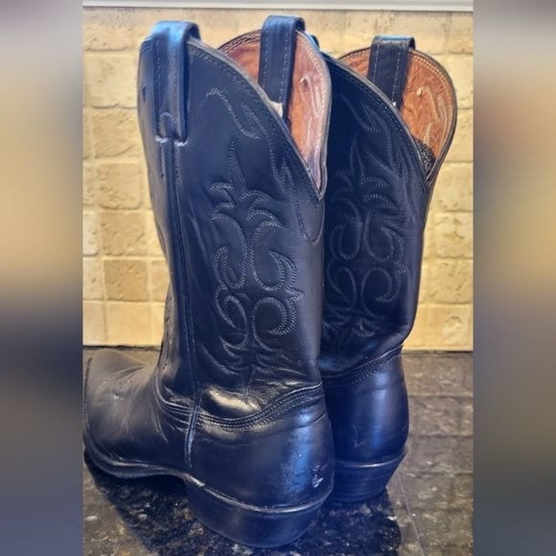 Men's Vintage Nocona Black Leather Western Cowboy Boots