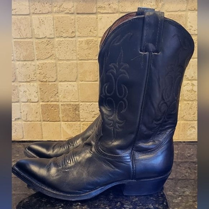 Men's Vintage Nocona Black Leather Western Cowboy Boots