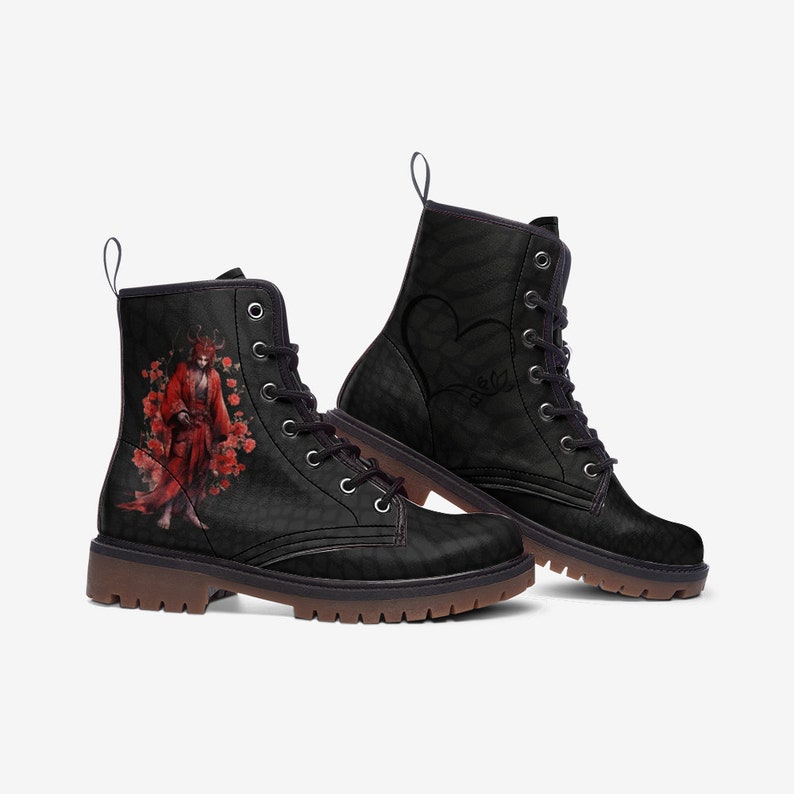 Men's Angel and Demon Boots Custom Boots Combat Boots Vegan