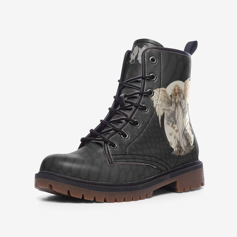 Men's Angel and Demon Boots Custom Boots Combat Boots Vegan