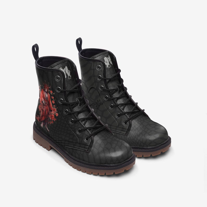 Men's Angel and Demon Boots Custom Boots Combat Boots Vegan