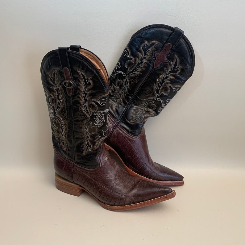 Men's Vintage Western Cowboy Boots Rayo De Plata Brown