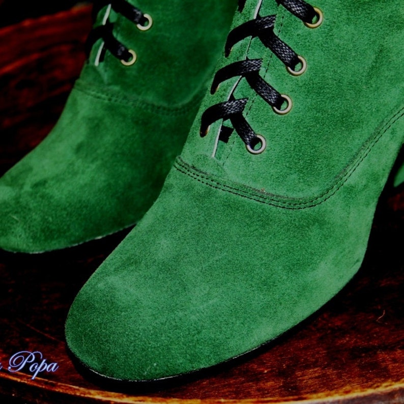 Women's Emerald Green Boots Victorian Boots Emerald Green Suede