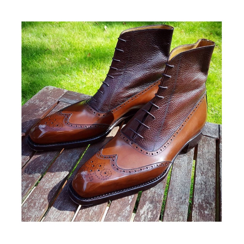 Men's Bespoke Handmade Brown Color Genuine Leather Wing