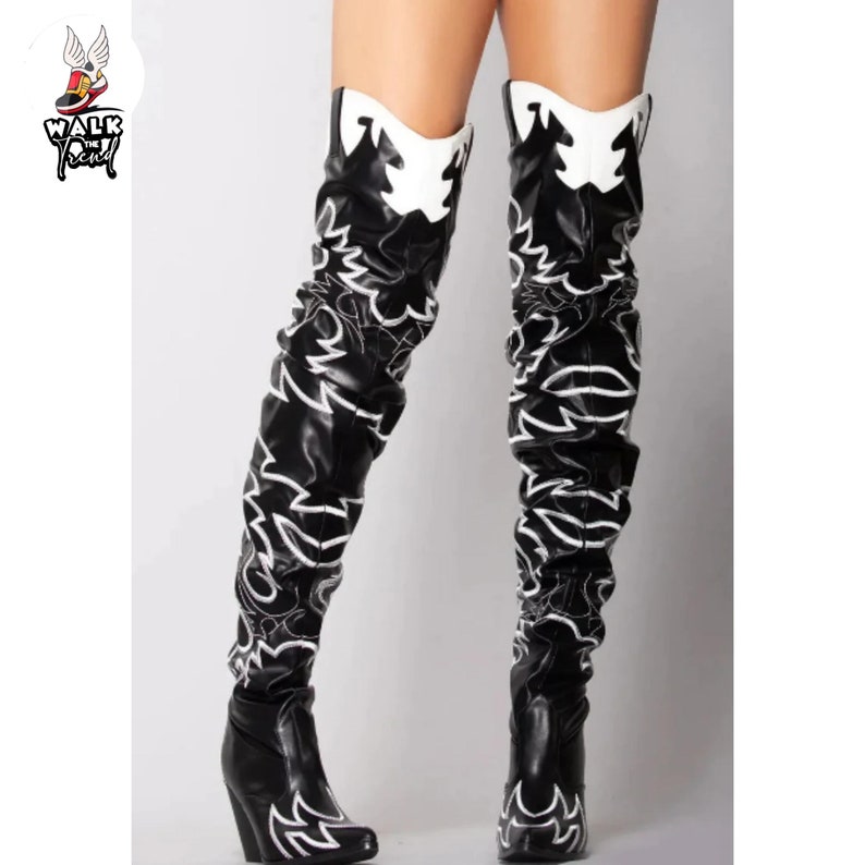 Women's New Embroidered Slouch Pull-on Over the Knee High Cowboy