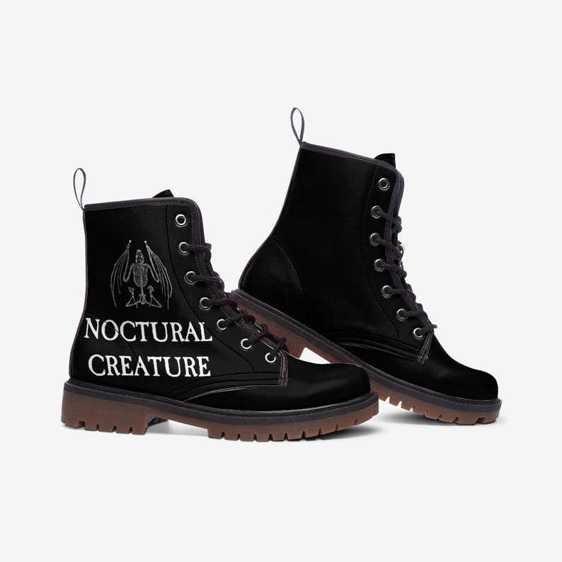 Women's Noctural Creature Black Unisex Combat Boots Goth Vegan