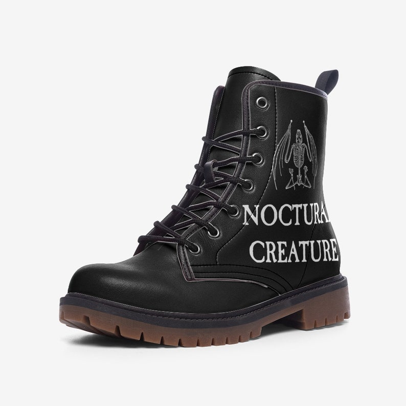 Women's Noctural Creature Black Unisex Combat Boots Goth Vegan