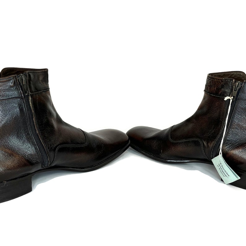 Men's Vintage 1970s Ankle Boots in Brown With Side Zipper 70s