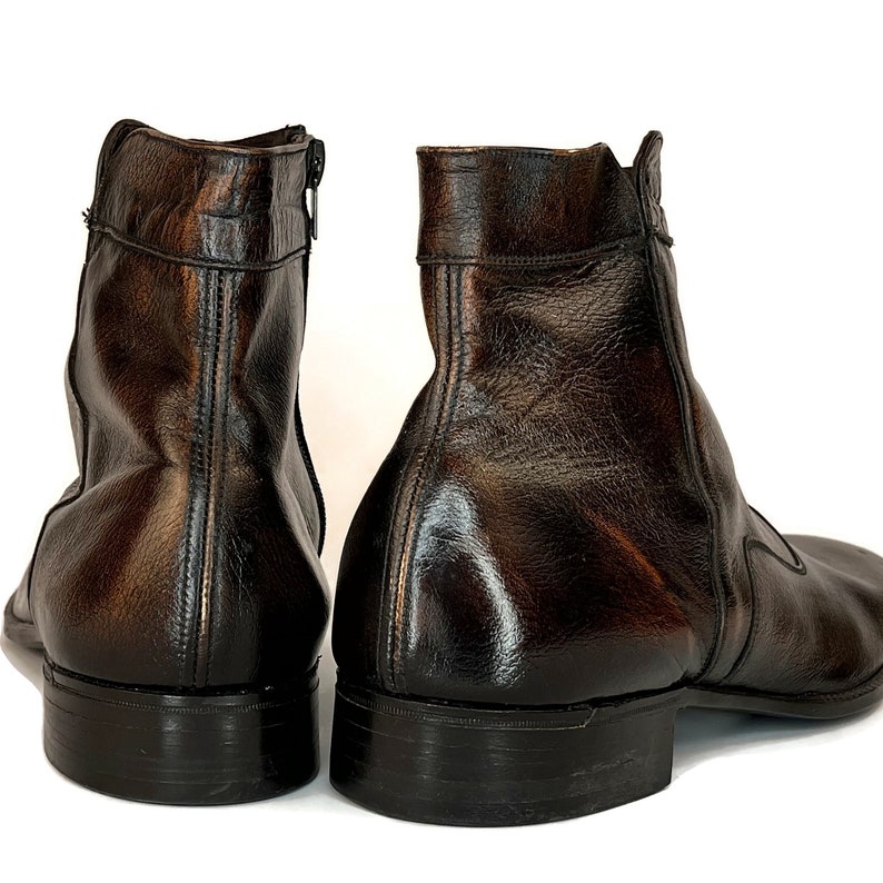 Men's Vintage 1970s Ankle Boots in Brown With Side Zipper 70s