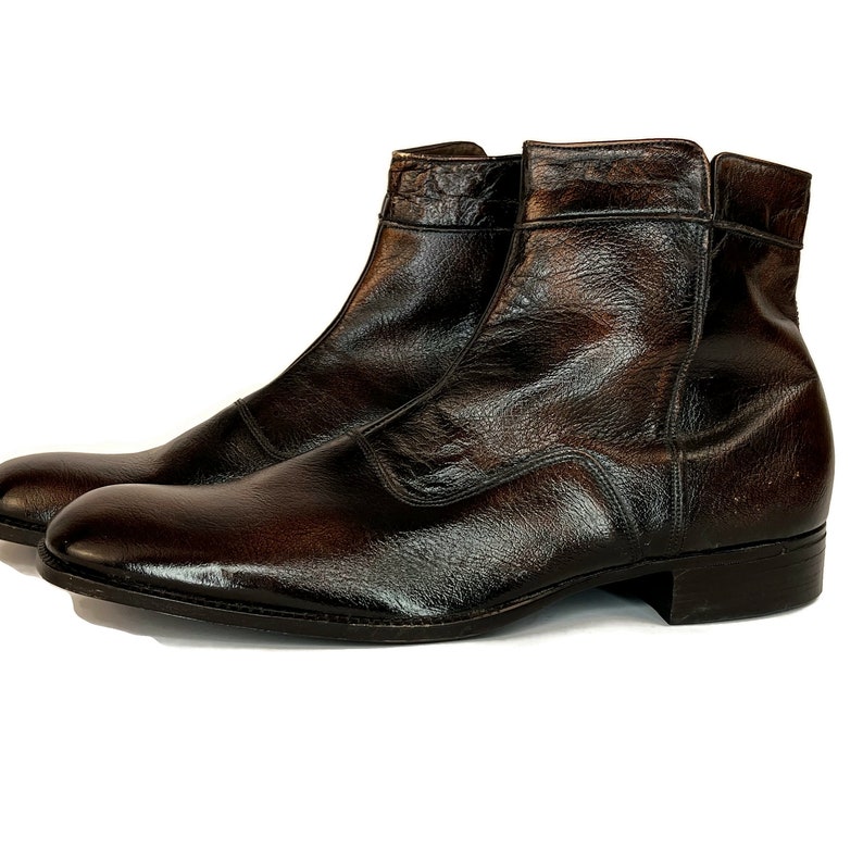 Men's Vintage 1970s Ankle Boots in Brown With Side Zipper 70s