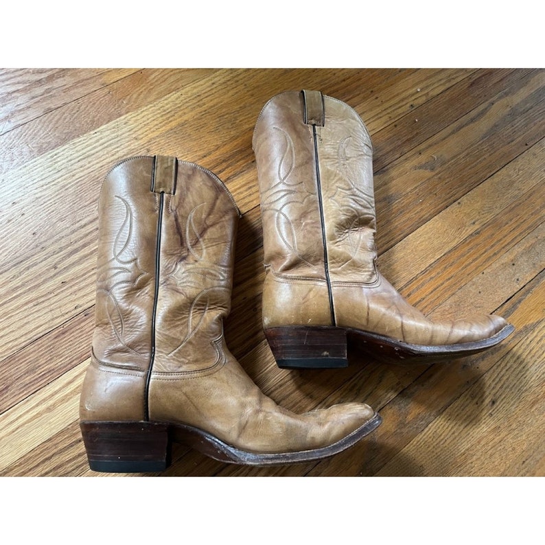 Men's Vintage Justin Light Tan Cowboy Boots Round Toe 11.5 2443