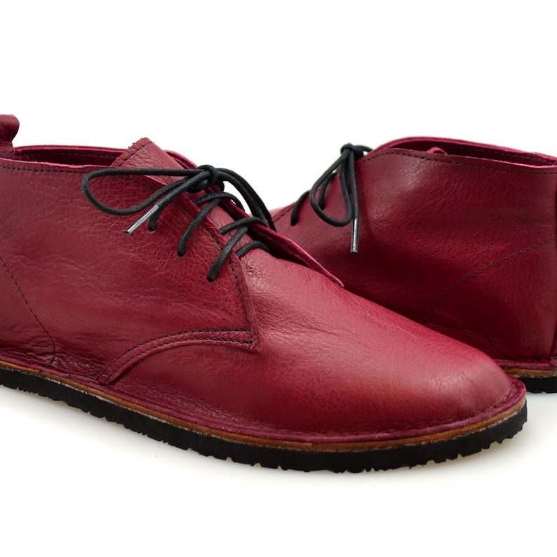 Women's Red Chukka Boots Red Leather Boots Red Ankle Boots