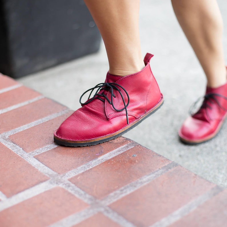 Women's Red Chukka Boots Red Leather Boots Red Ankle Boots