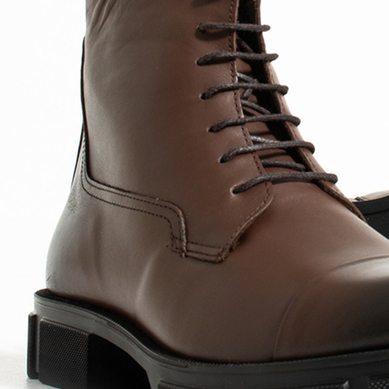 Men's Brown Lace up Non Slip Boots Calf Leather Boot