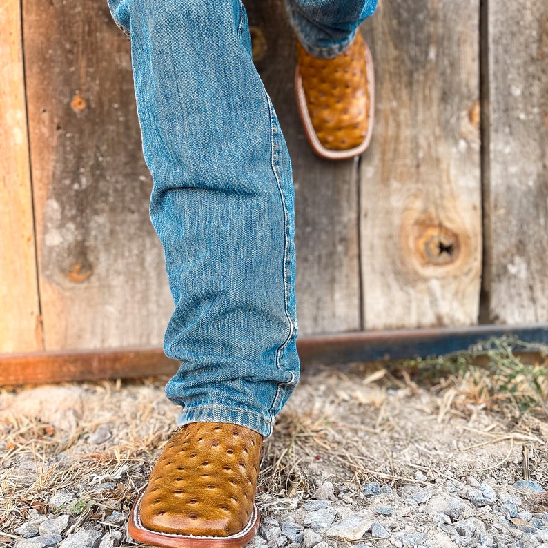 Men's Handcrafted Ostrich Cowboy Boots/ Square Toe Cowboy