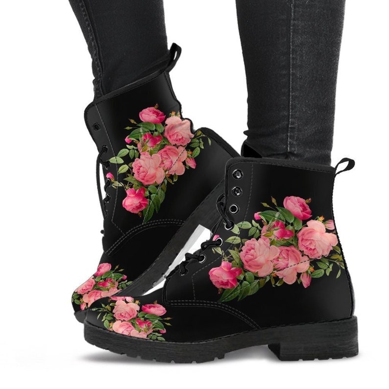 Women's Combat Boots Vintage Roses black Black