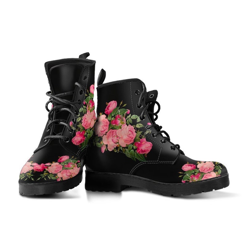 Women's Combat Boots Vintage Roses black Black