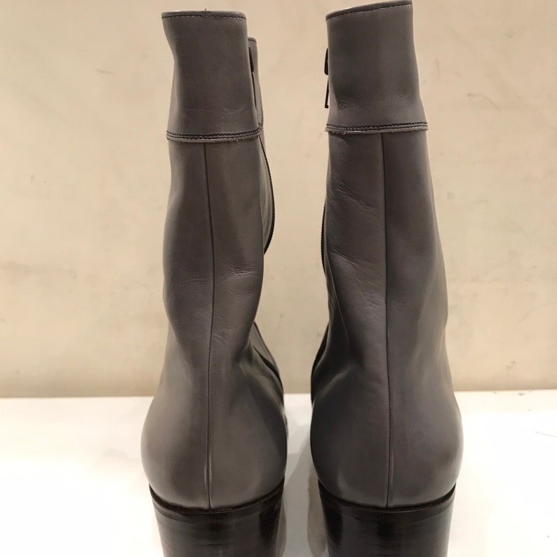 Men's Vintage Heeled Ankle Boots for in Gray Leather and Suede