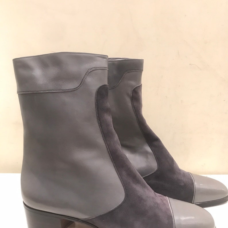 Men's Vintage Heeled Ankle Boots for in Gray Leather and Suede