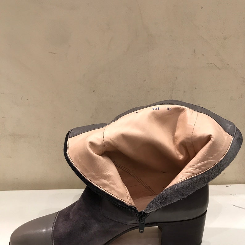 Men's Vintage Heeled Ankle Boots for in Gray Leather and Suede