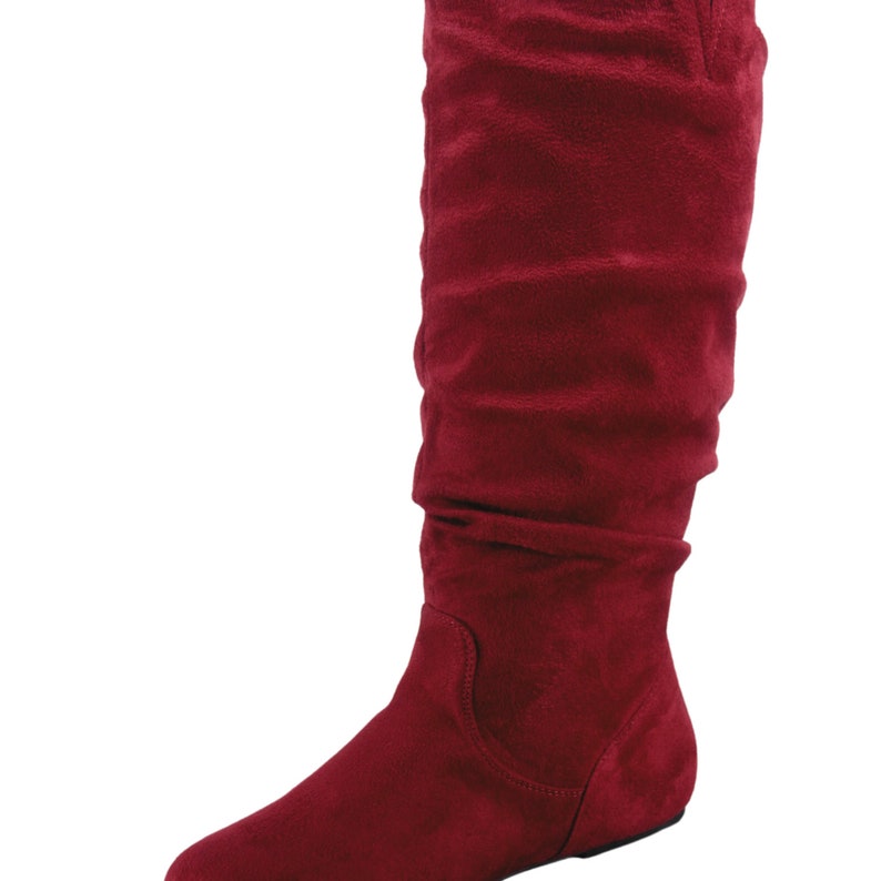 Women's Pull up Casual Wide Calf Mid-calf Knee High Flat