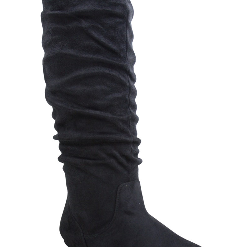 Women's Pull up Casual Wide Calf Mid-calf Knee High Flat