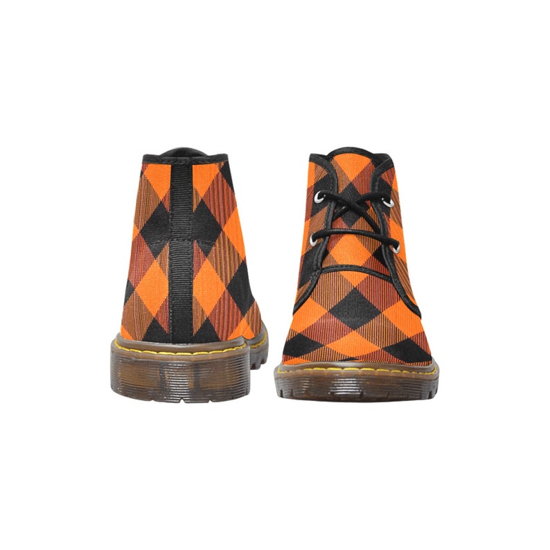 Women's Fall Autumn Orange & Black Checkered Plaid Canvas